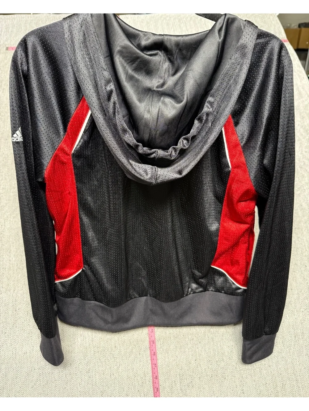 Adidas Women's Black and Red Full-Zip Hoodie Jacket Size 2X